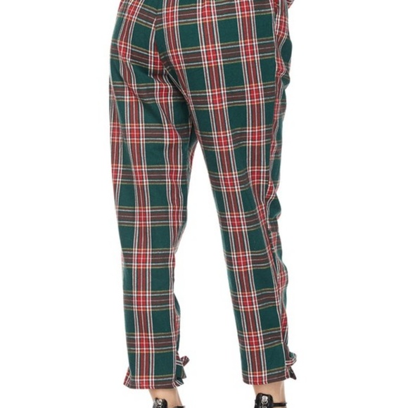 Sale ! Green Plaid Print Pants - Picture 3 of 7